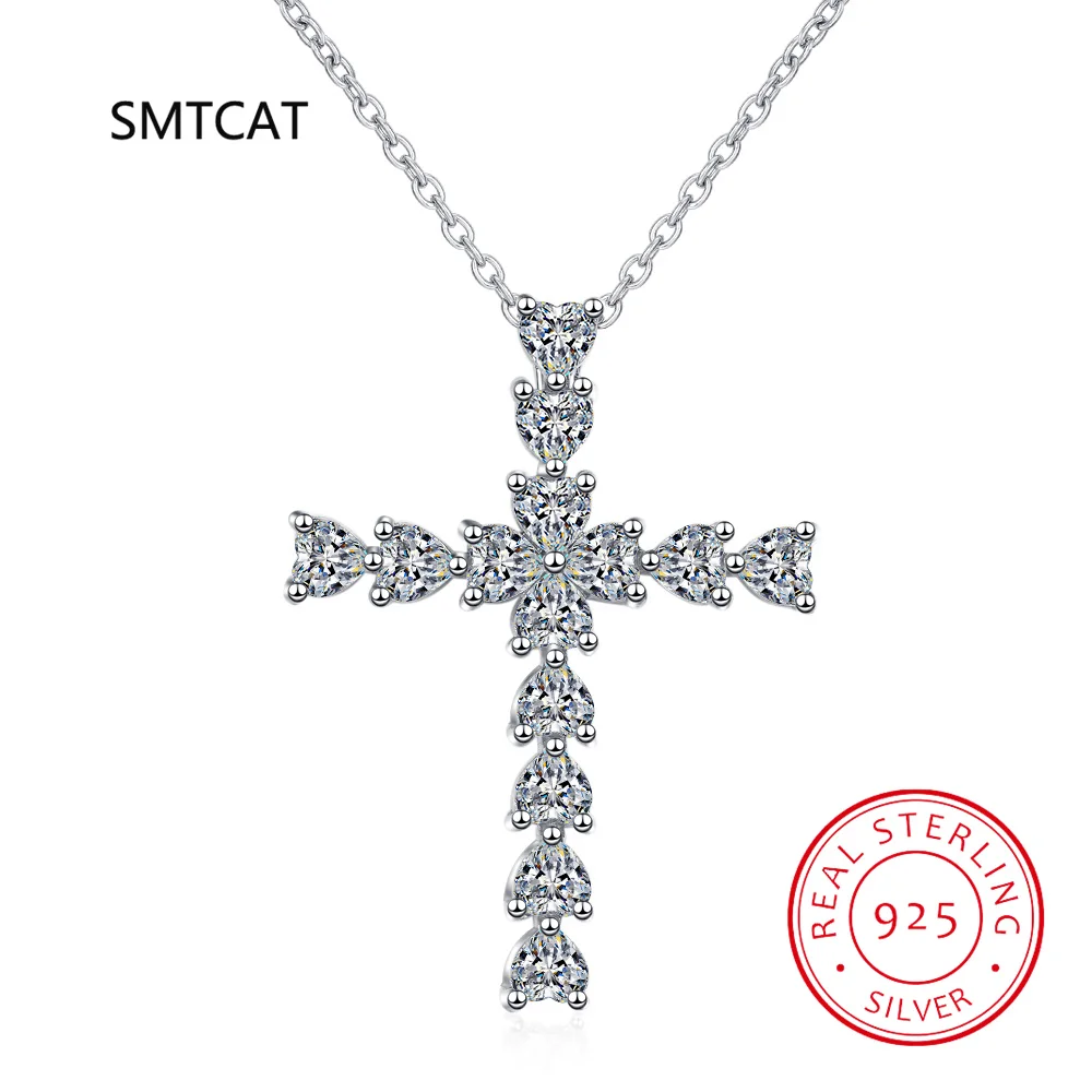 

Heart Diamond Cross Pendant 925 Sterling Silver Party Wedding Pendants Necklace For Women men moissanite Jewelry Gift