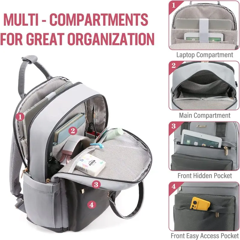 

Vintage Women Girls 15.6" Teacher Backpack Nurse Bag Waterproof Work Travel Daypacks College Book Bag with USB Port, Perfect for