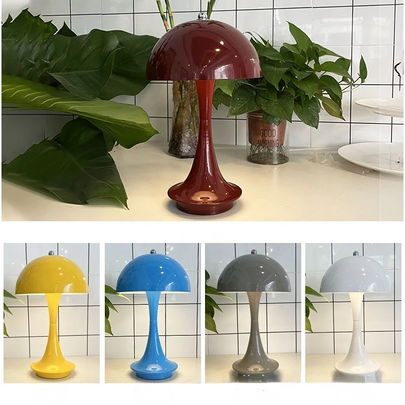 

LED Flower Bud Table Lamp Touch Dimming Mushroom Lamp Eye Protection Reading Light Nordic Desk Lamp For Bar Restaurant HomeDecor