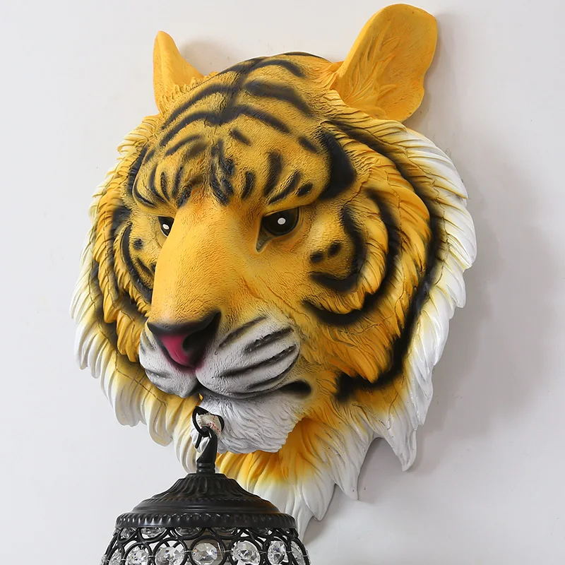 Скандинавская декоративная настенная лампа в виде головы тигра для гостиной