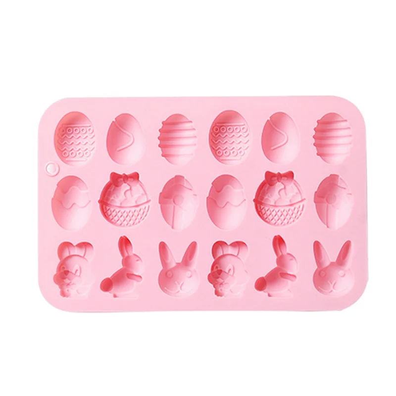 

1 Pcs Cute 18 Cavity 3D Easter Surprise Egg Rabbit Shape Chocolate Silicone Mold DIY Baking Tray Pastry Fondant Soap Cake Mould
