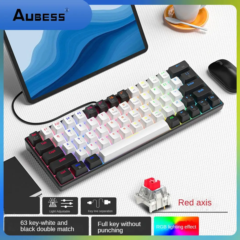 

Usb Back Color Light Game Keyboard 63 Keys Competition Mechanical Keyboard Rgb Keyboard Consumer Electronics 5v Stable