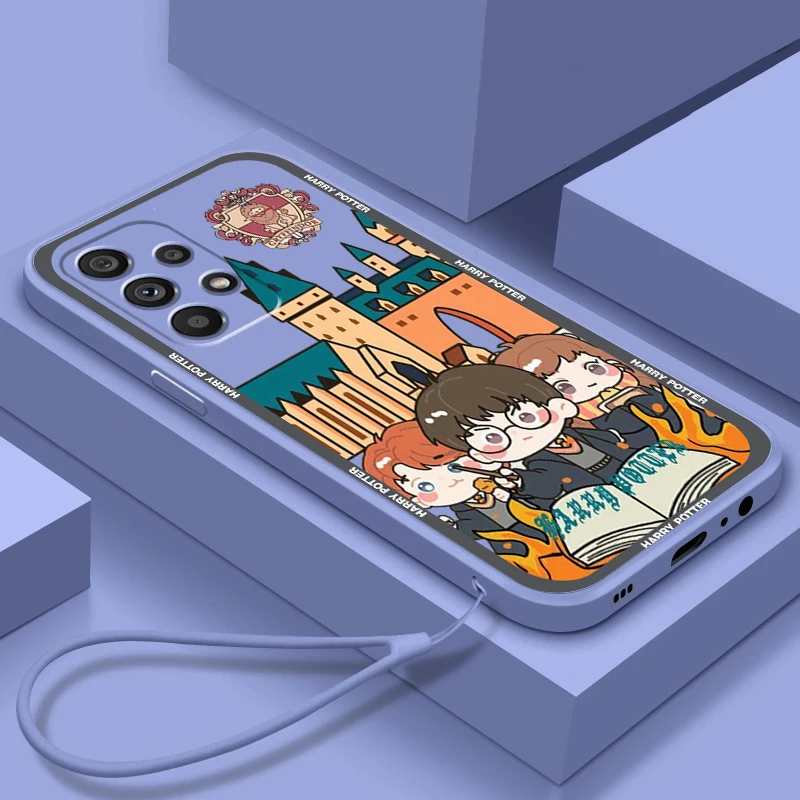 

Phone Case For Samsung Note 20 10 Plus Ultra A22 A12 A71 A51 A31 A21S A50 A23 5G Cartoon Potters Ring Harries Liquid Rope Cover