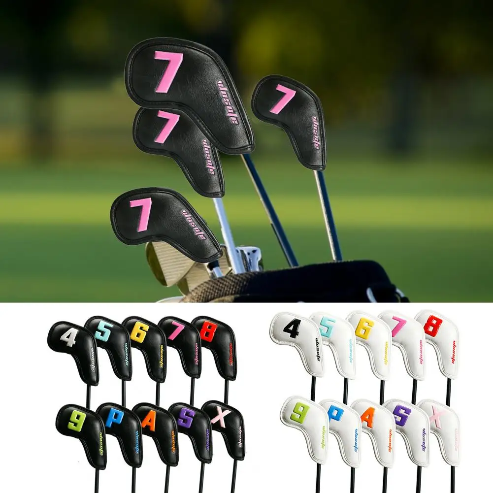 

Putter Cover 10Pcs/Set Convenient Scratch-resistant Tear Resistant Faux Leather Golf Iron Head Cover for Golf Club