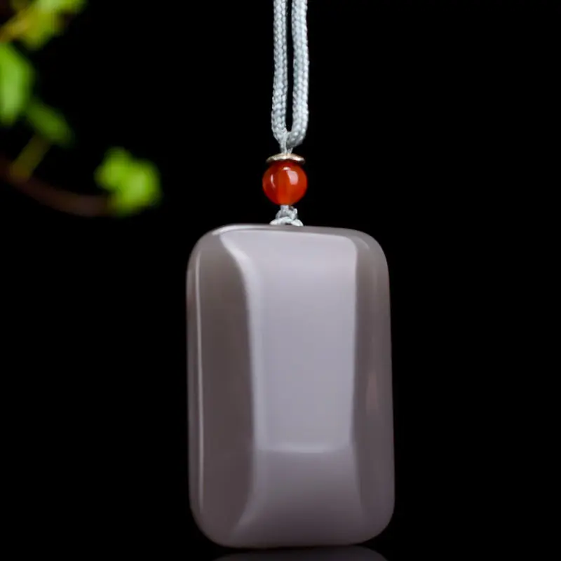 

Xinjiang Hetian Jade Smoke Purple Peace Nothing Pendant for Men and Women Smoke Gray Bread Jade Pendant