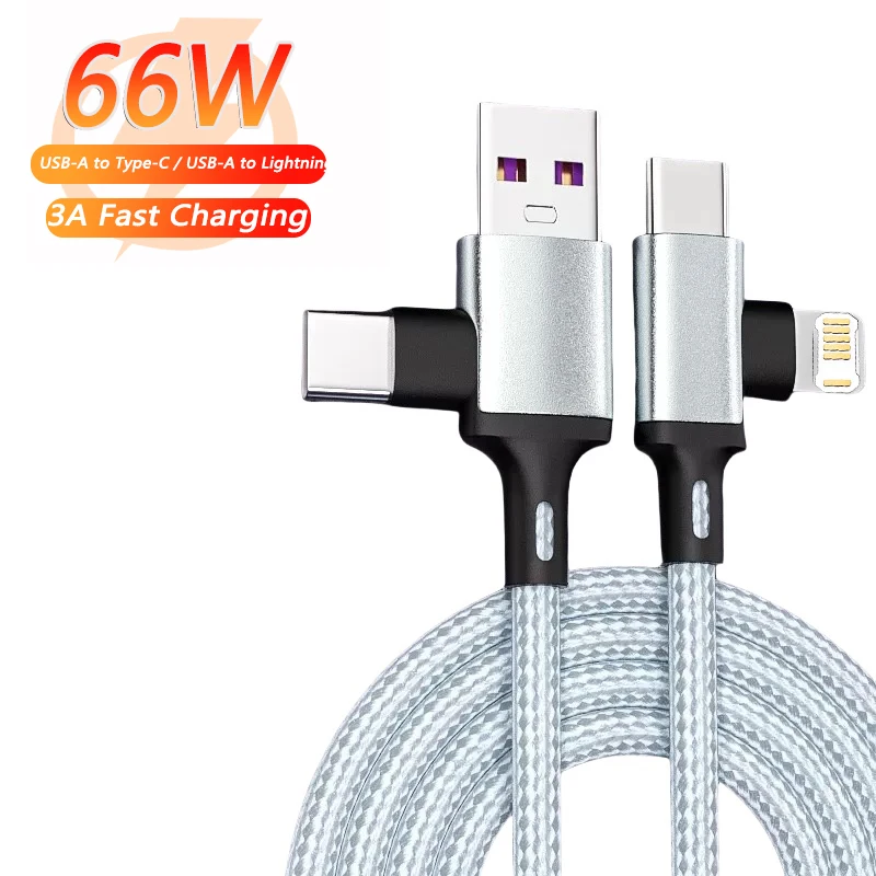 Фото PD 2 в 1 USB A-кабель типа C To Lightning Кабель для быстрой зарядки для iPhone 16, 15, 14, 13, 11 Pro Max iPad Xiaomi Huawe Samsung №1
