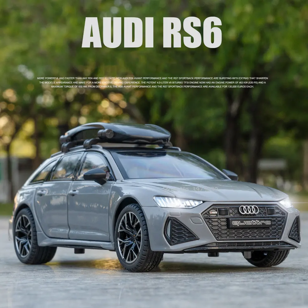 1/24 Audi RS6 Avant Station Wagon Model Car Alloy Diecast Metal Sound Light Simulation Toy Vehicle Car Model For Kids Toys Gift