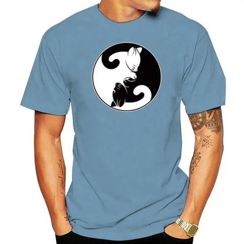 

Yin Yang Cats T shirt. classic round neck short sleeved choice of sizes and colours men t shirt