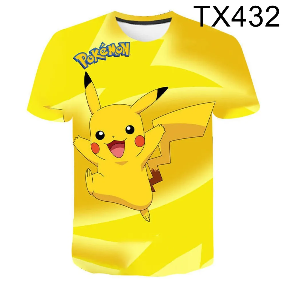 

Новинка, Детская летняя одежда для мальчиков, футболка с 3D изображением игры Пикачу, детская одежда с мультипликационным рисунком для мальчиков, футболки с рисунком аниме, мужская и женская одежда