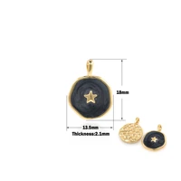 enamel irregular round geometric pentagram shape charm diy bracelet and necklace pendant making jewelry enamel charm