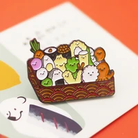 cartoon sushi platter bento enamel pin cute japanese gourmet metal brooch collect badge kawaii accessories