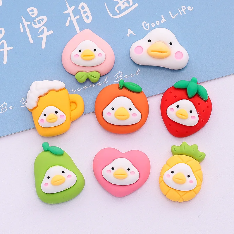 

Kawaii каучуковая мультяшная утка фрукты ремесла плоская задняя сторона кабошон Скрапбукинг бант для волос центра украшения DIY Аксессуары Опт...