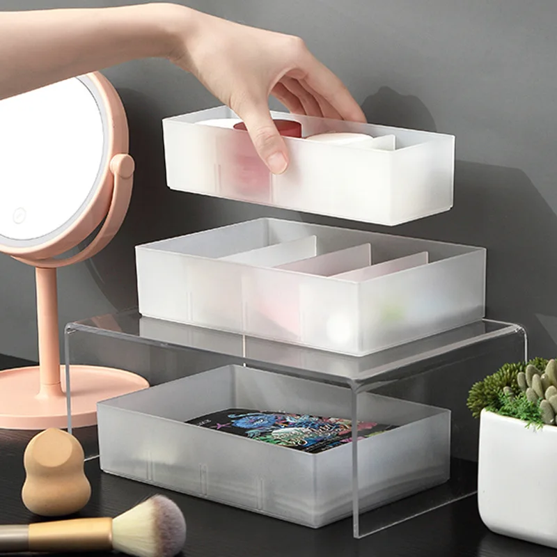 

Translucent with Partition Adjustable Drawer Storage Box Combinable Storage Box Office Compartment Finishing Storage Organizer