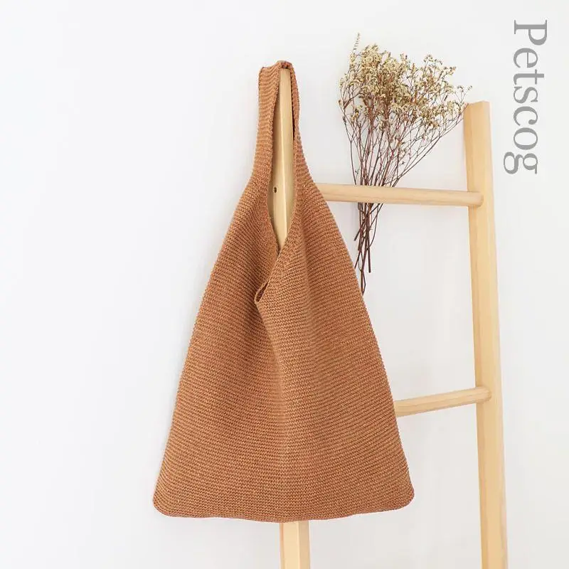 

Vintage Woven Shoulder Bags For Women Woolen Large Capacity Shopping Tote Fashion Casual Ladies Knitted Handbags 2022 New