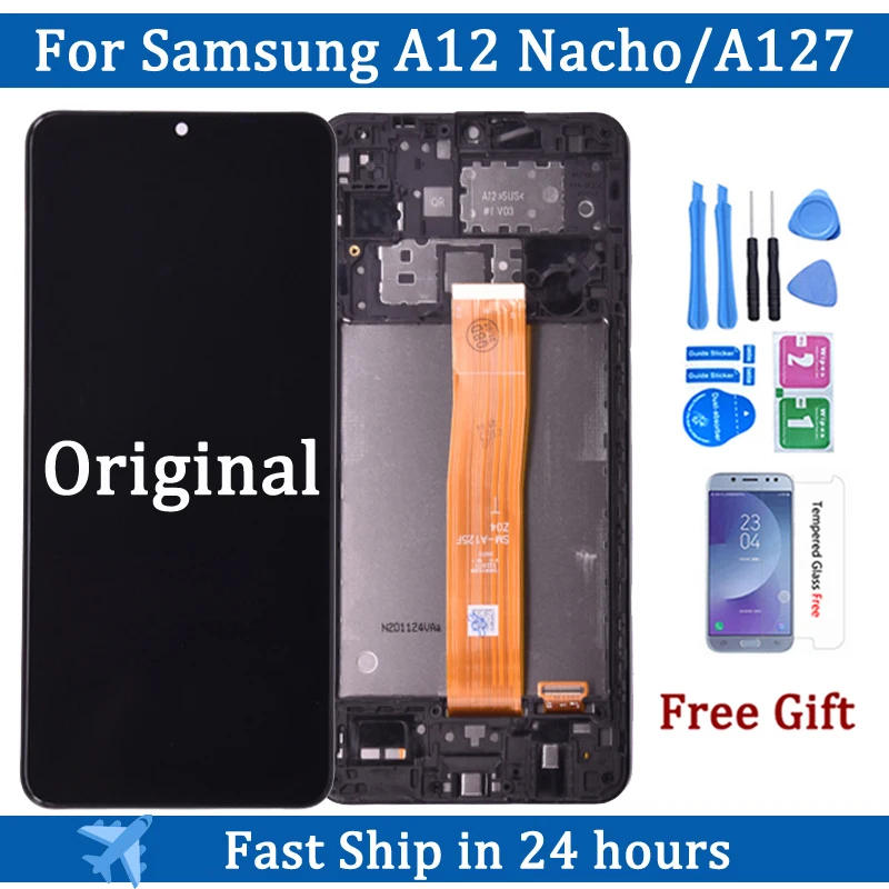 6 5 &quotОригинальный Для Samsung Galaxy A12 Nacho A127 ЖК-дисплей с рамкой сенсорный экран