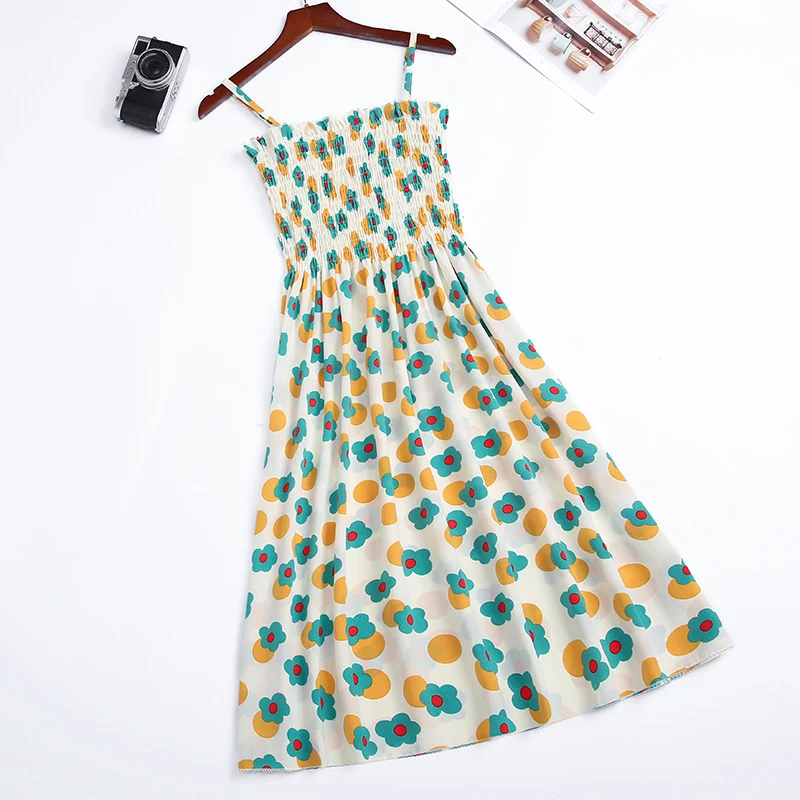 Летнее женское Цветочное платье 2022 облегающее хлопковое без рукавов на