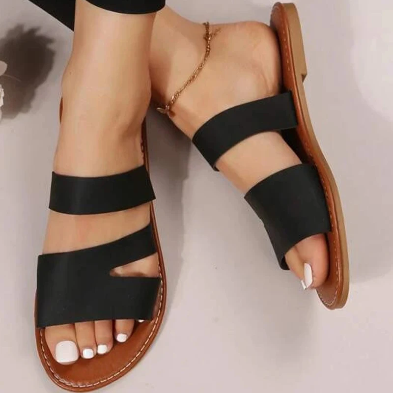 2023 New Fashion Women Sandals Hollow Design Vacation Summer Outdoor Fashion Office-Ladies Flats Ankle-Strap Casual Female Shoes