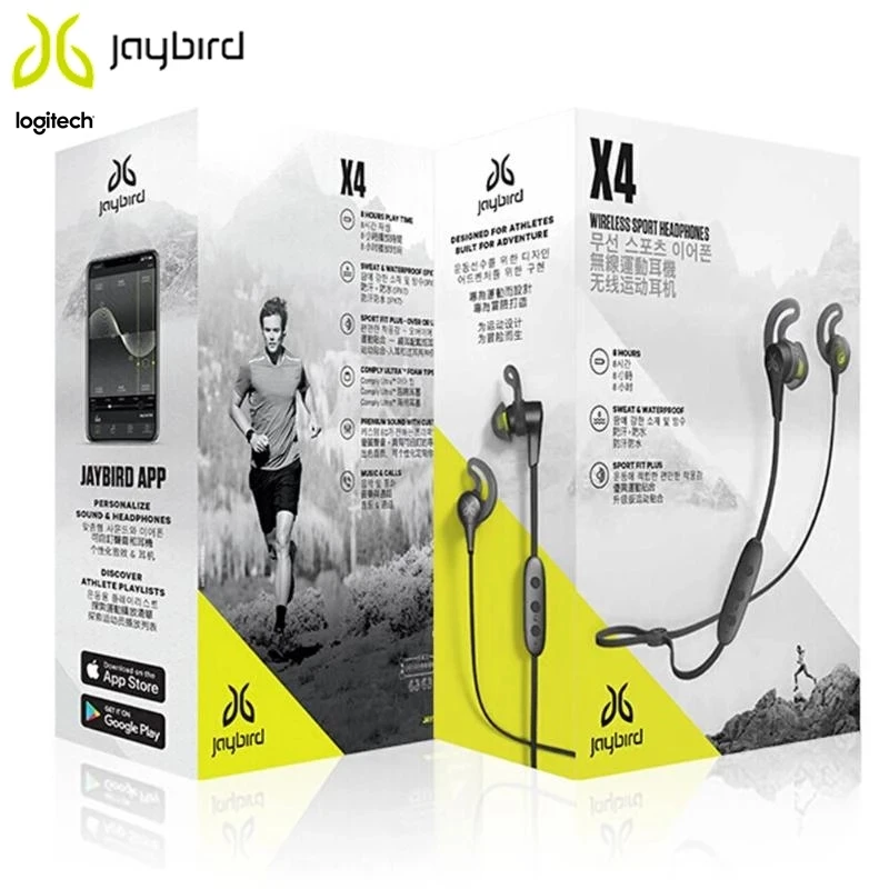 Беспроводные спортивные Bluetooth-наушники Logitech Jaybird X4 Тип шеи IPX7 водонепроницаемые с