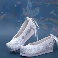 womens antique embroidered shoes ancient clothes shoes with sloping heel and raised bow shoes spring and autumn single shoes