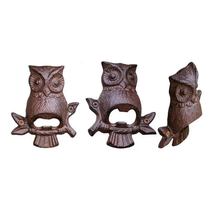 

Wall Mount Bottle Opener Owl Cast Iron Bottle Opener With Mounting Screws Versatile Design Decoration Sturdy Antique For Shop