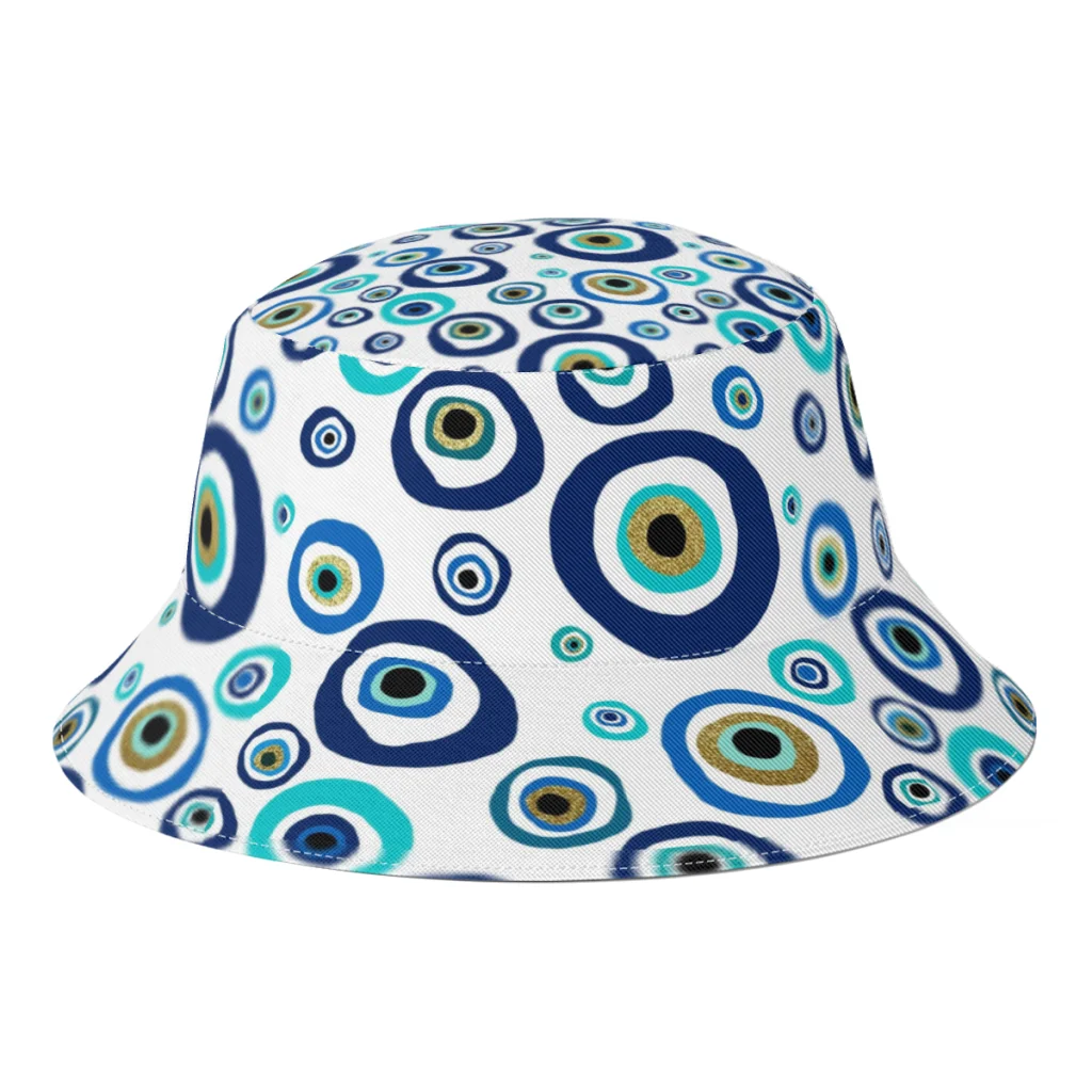 

Summer Nazar Amulet Evil Eye Talisman Bucket Hats Unisex Nazar Amulet Streetwear Foldable Bob Fishing Hats Girls Boys Sun Hat