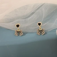 lolita jewelry retro pearl bow summer light luxury high end temperament earrings