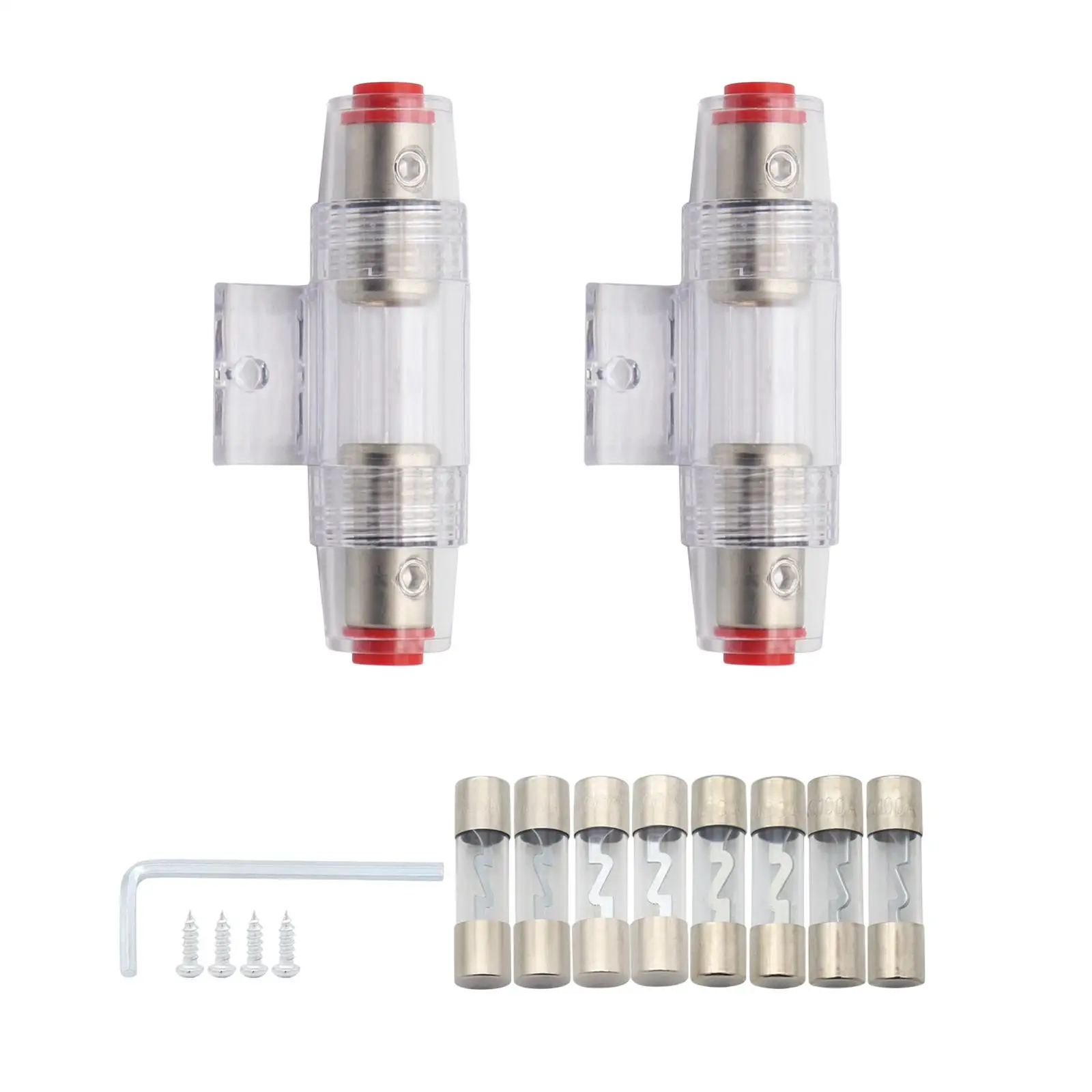 

2 Pieces Mini Agu Fuse Holder Set Clear Cover Durable Inline Circuit Breaker