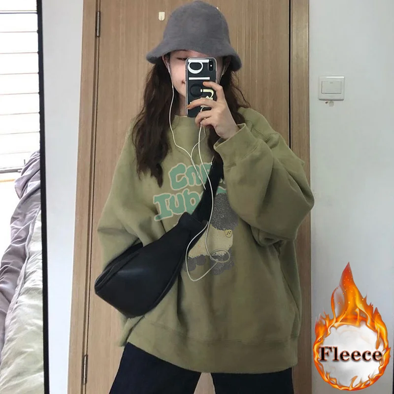 

autumn winter fleece Sweatshirt harajuku hoodies women Long Sleeve casual oversized hoodie unisex hip hop Streetwear y2k clothes
