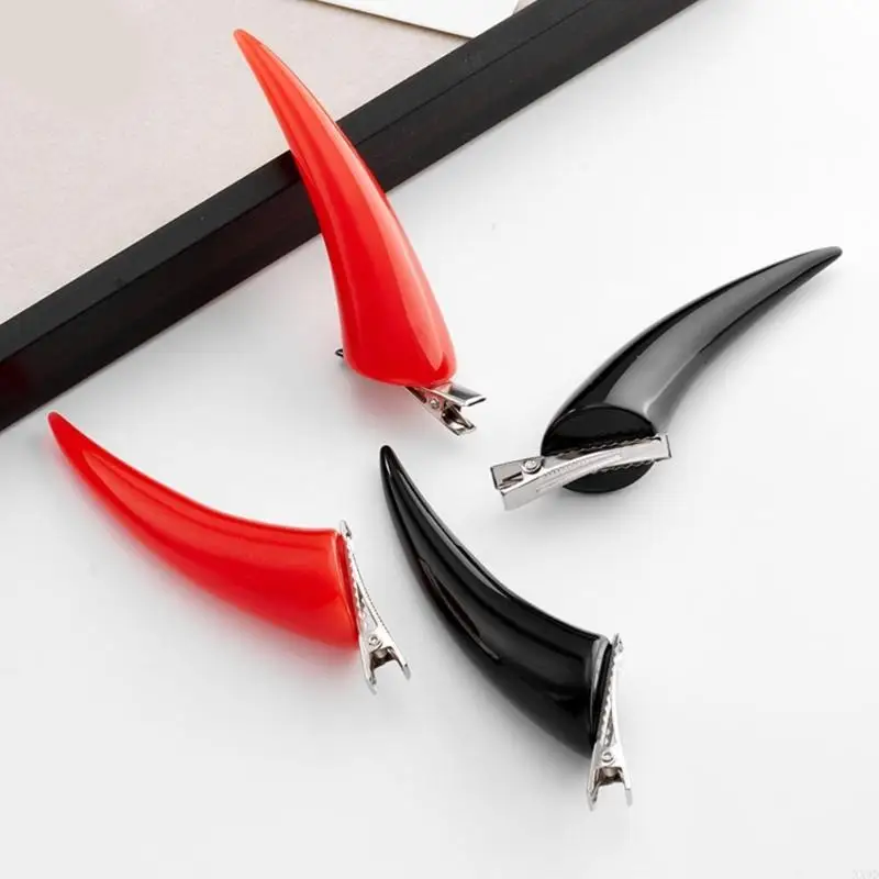 Фото 1PAIR GOTHISC Styles Hairpin Devil Horn Hair Clip Уникальная косплей -стрижка для вечеринок и фестивалей на Хэллоуин №3
