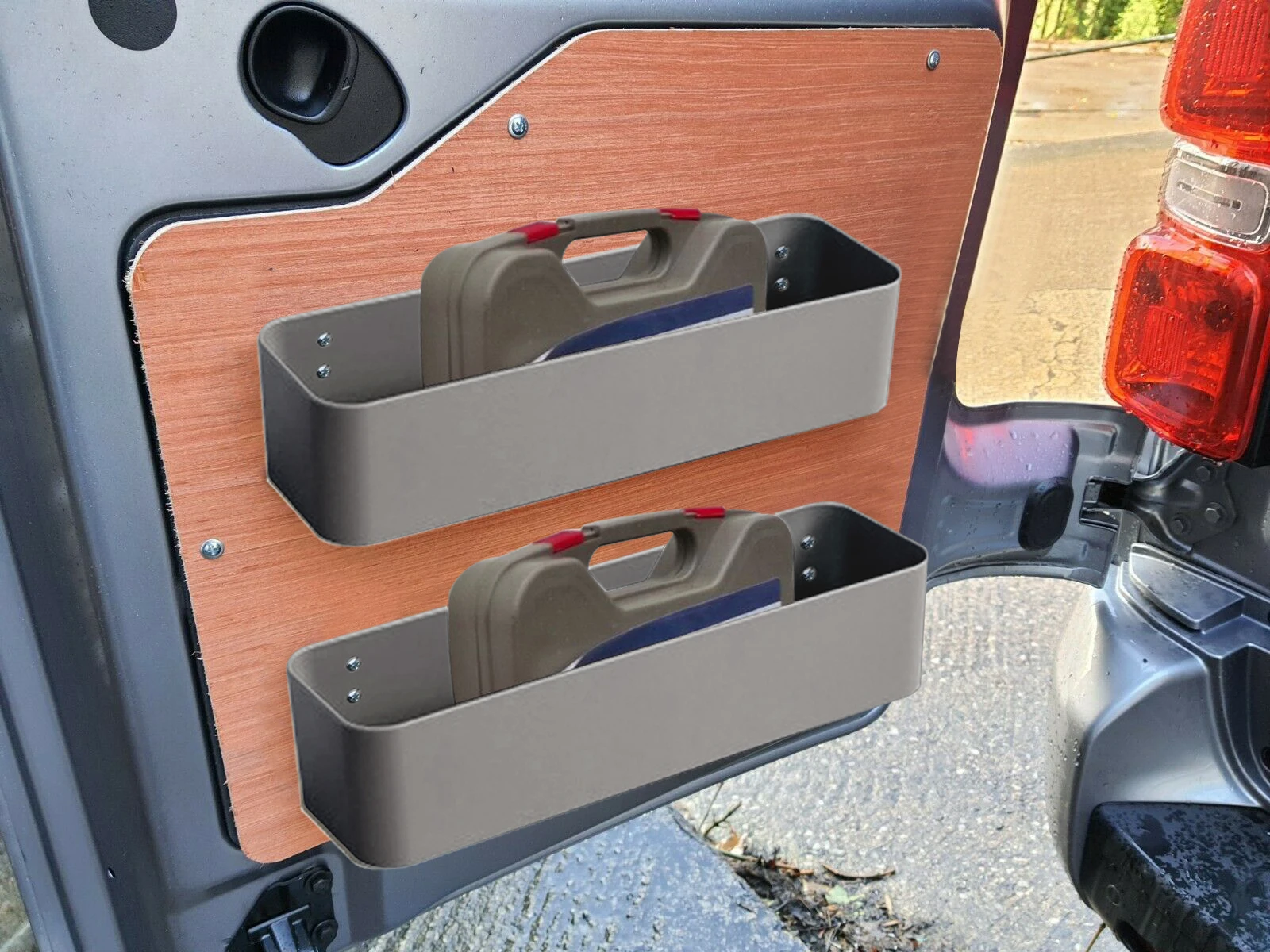 

2 шт. карманные коробки для хранения фургона для автофургона, ящики для хранения инструментов в фургоне, стойка с храповым механизмом, универсальные автомобильные аксессуары