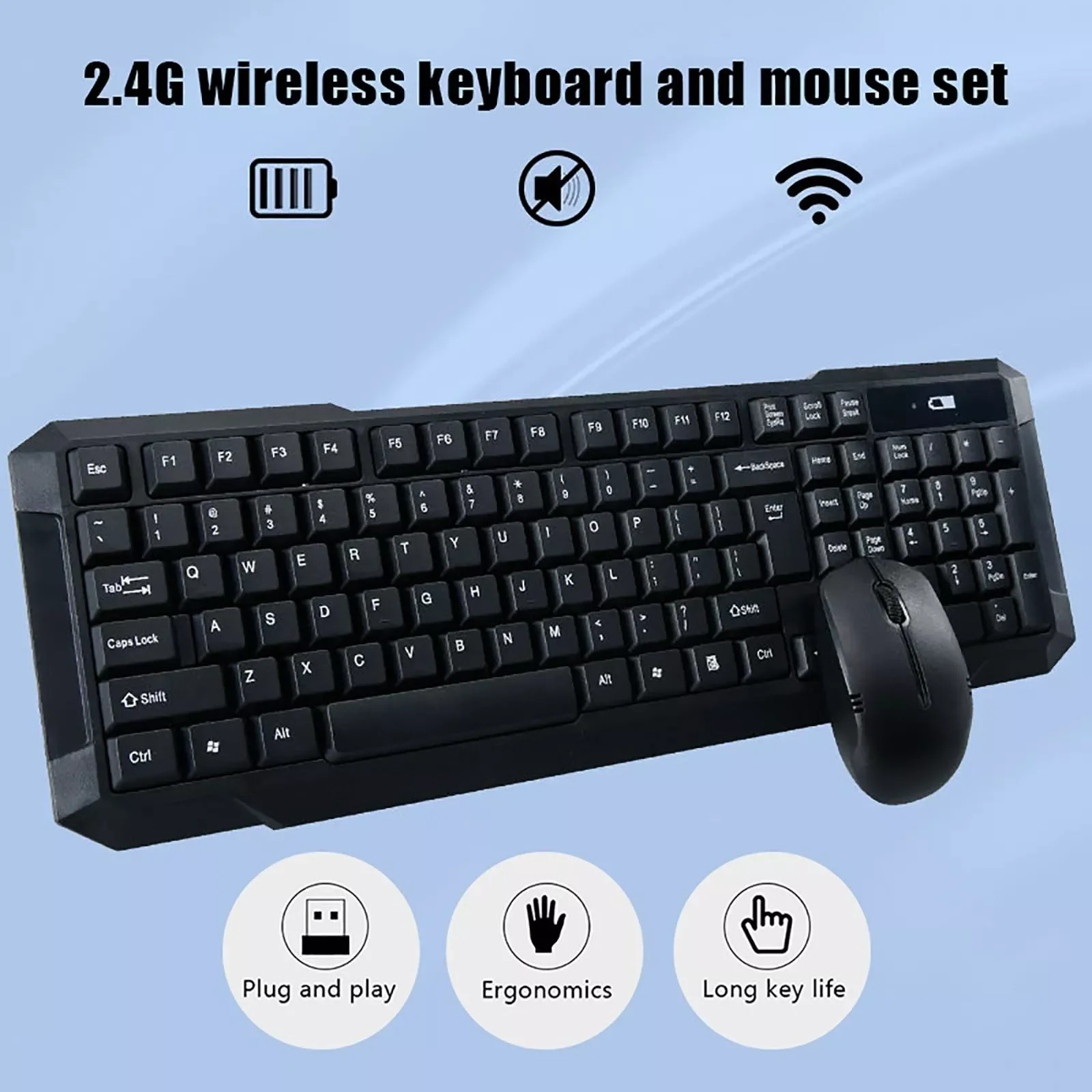 

Wireless Keyboard Gaming Mouse Set 2.4G 104key PC keypad Ergonomic 1600DPI Optical Mice Computer Mouse For Laptop PC Games STOCK