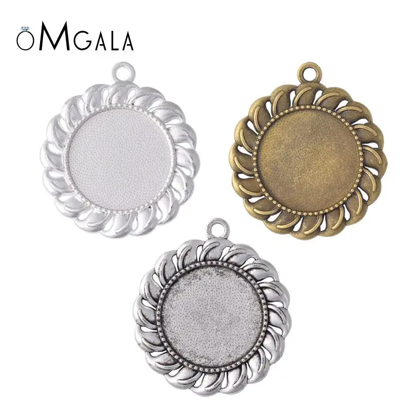 

10pcs/lot 25mm Cabochon Base Setting Wheel Shape Charms Pendant Fit 25mm Glass Jewelry DIY Making Findings Handmade Accessories