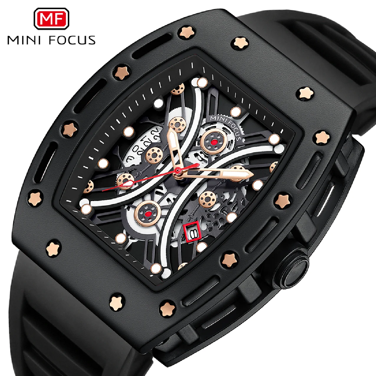 

MINI FOCUS Cone Fashion Quartz Watches Boxed Men Watches Luxury Business Design Quartz Sports Silicone Waterproof Watch