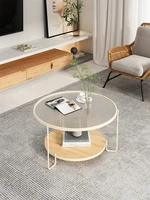living room tempered glass coffee table simple modern small apartment round tea table small size mesas desk furniture nordic