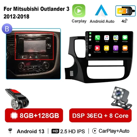 Автомобильное радио 2Din Android 13 для Mitsubishi Outlander xl 3 2012-2018, GPS-навигация, сабвуфер, мультимедийный видеоплеер, Carplay