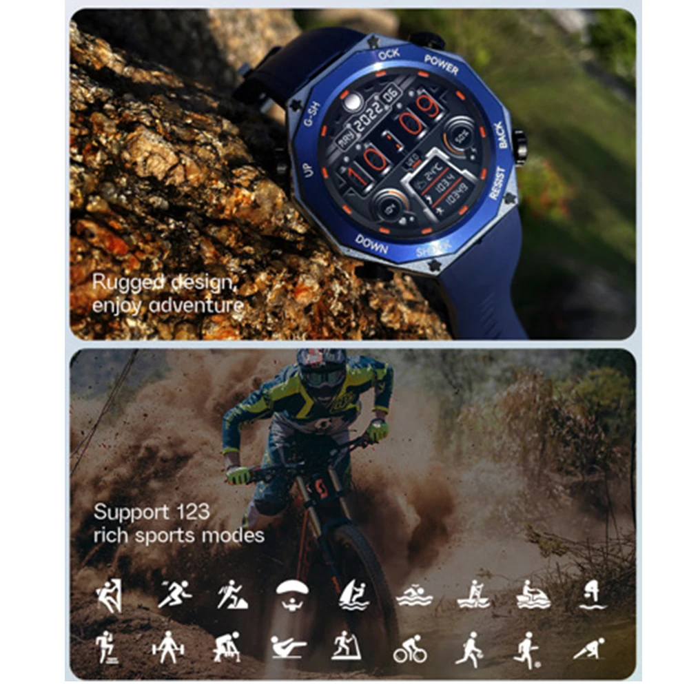 Смарт-часы с синим зубом 600 мАч 123 спортивных режима уличные умные часы для мужчин