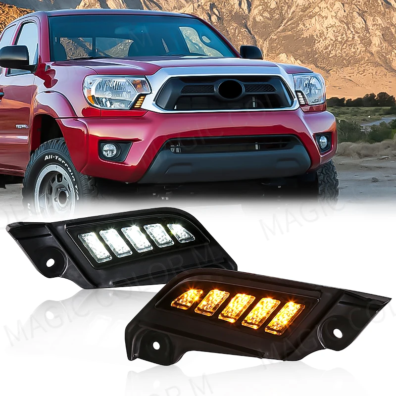 

Car Daytime Running Light For Toyota Tacoma 2012 2013 2014 2015 2016 2017 2018 2019 2020 2021 2022 2023 White Yellow Turn Signal