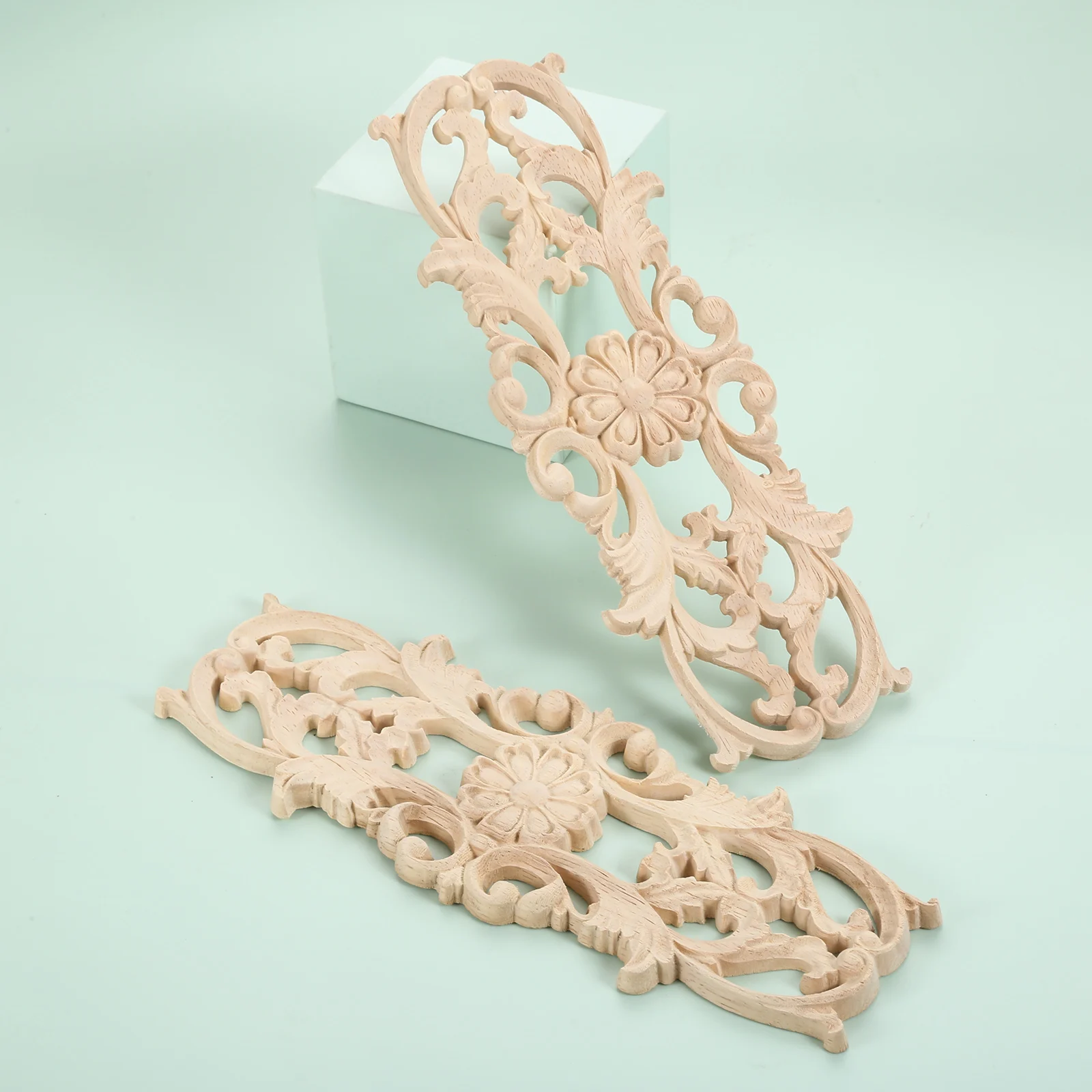 

Flower European Woodcarving Decals Carved Corner Home Decoration Cabinet Door Bed Decorative Patch Onlay Wood Applique 22*8cm