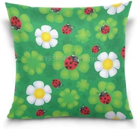 fashion ladybird lucky clover st patricks day home decor throw pillow case for bed sofa car