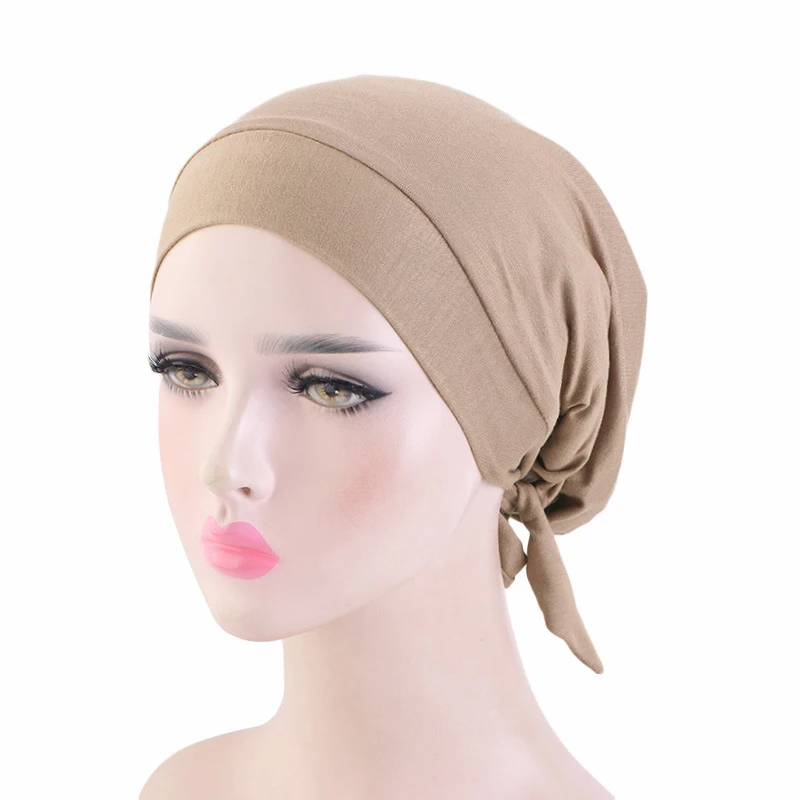

Adjustable Satin Muslim Under Scarf Satin Lined Modal Inner Undercaps Protect Hair Double Layers Inner Hijab Cap For Women