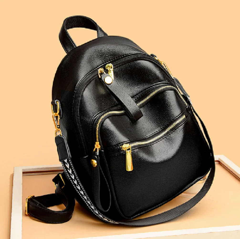 Рюкзак женский из мягкой кожи вместительный ранец на плечо для путешествий