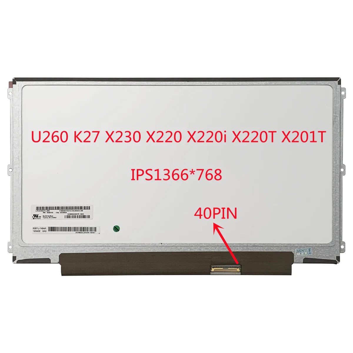 

12.5 "Laptop LCD Screen IPS Screen FOR LENOVO S230U K27 K29 X220 X230 LP125WH2 SLT1 SLB3 LP125WH2-SLB1