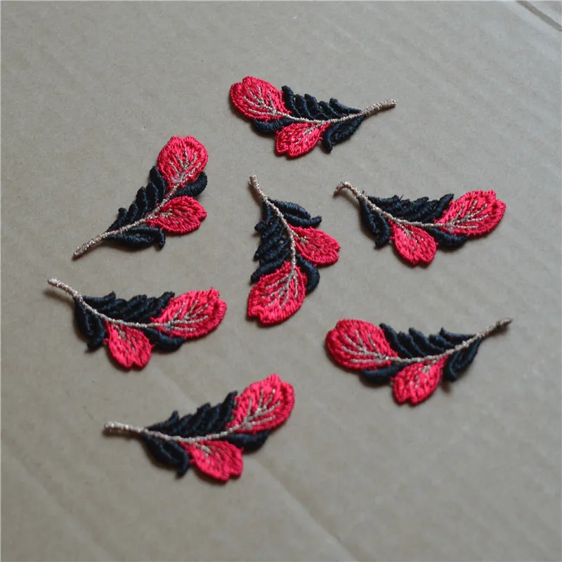 10 шт./лот размер 6*4 см блестящая черная красная цветочная аппликация вышитая