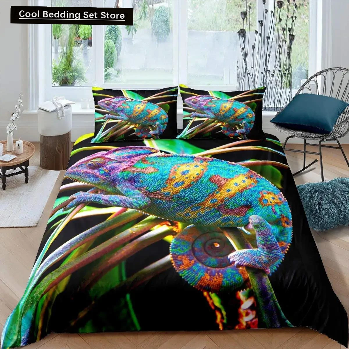 Комплект пододеяльников-хамелеона 3D тема диких животных комплект постельного