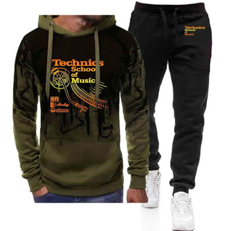 Фото Мужская толстовка с капюшоном Technics Logo Dj Music + повседневные спортивные брюки, осенне-зимняя повседневная толстовка, спортивный костюм, толстовки с капюшоном №1