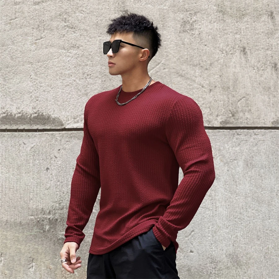

New Long Sleeve t shirt for Men Autumn Fashion Cotton Solid Color t-shirts Cozy Streetwear Men's t-shirt 3XL Baggy Korean Trendy