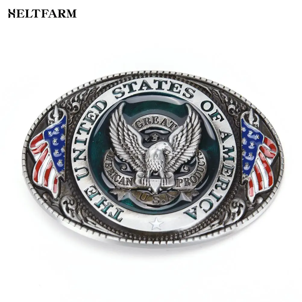 

Western Style New U.S.A. American Flag Eagle Metal Alloy Fashion Men Belt Buckle