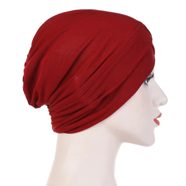 Women High Quality Criss Cross Muslim Hijab Inner Hat Underscarf Pull On Islamic Scarf Turban Caps Full Headcover Women Headwrap 4
