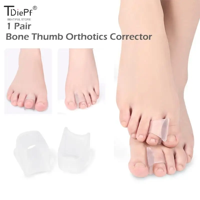 

1pair Toe Separator Big Toe Two Hole Thumb Valgus Toe Separator Silicone Foot Fingers Protector Corrector Pedicure Foot Care