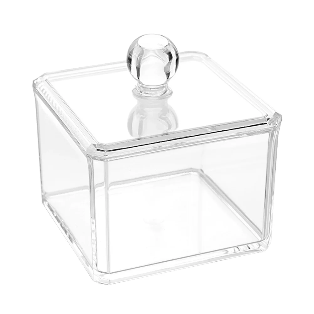 

2 Pcs Makeup Pads Container Clear Container Cotton Pad Container Q-Tips Box Container Lid Cover Swab Apothecary Jars